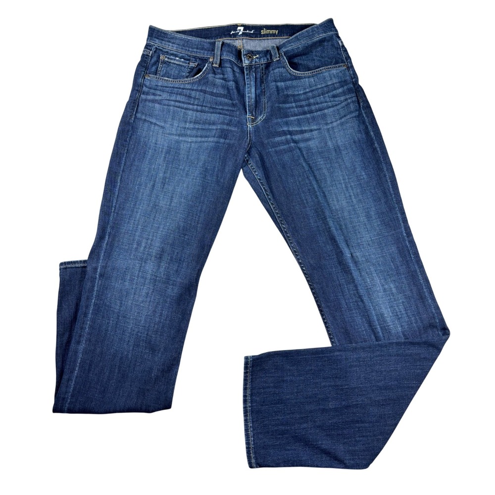 7 For All Mankind Slimmy Mens Dark Wash Slim Straight Leg Jeans Size 36